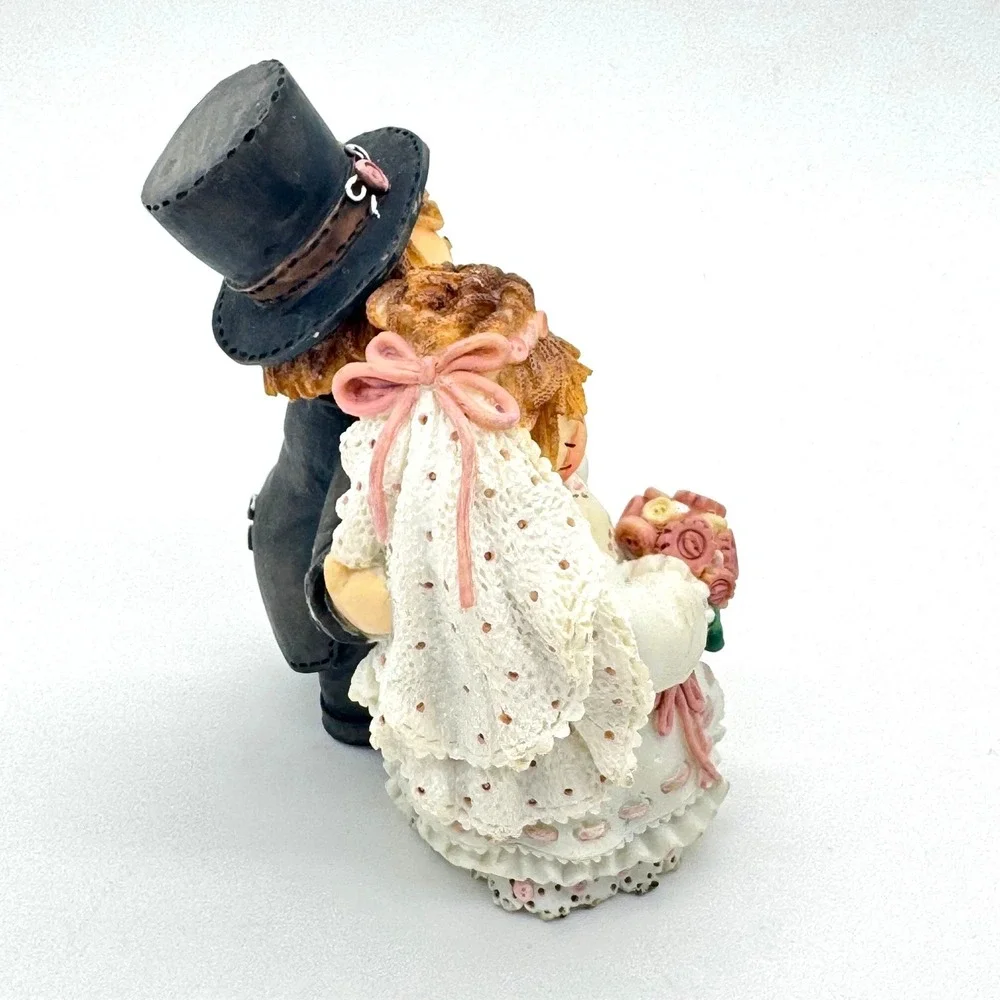 Vintage 1995 Enesco Mary Rhyner Bride and Groom Wedding Figurine Folk Art Style